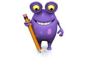 A-Spotted-Monster-Holding-a-pencil